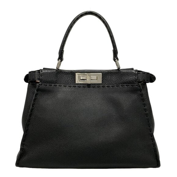 Auth FENDI Celeria, Peekaboo Iconic Medium (Women's) 8BN290 Black Roman Leather - Picture 2 of 16